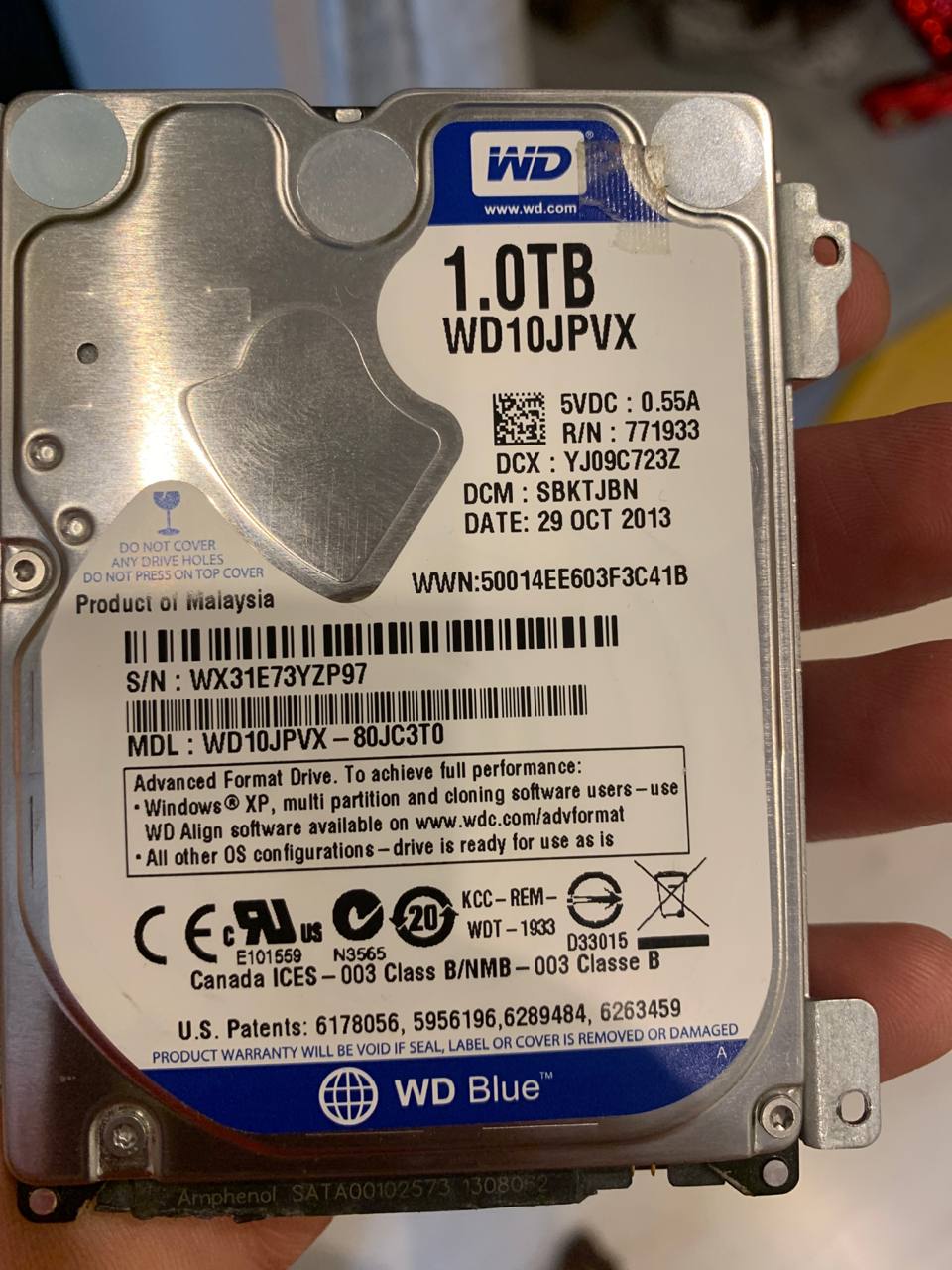 Hdd wd blue 1 tb крутится, иногда жалобно пищит, но компьютером не определяется. Очень нужна информация с него.