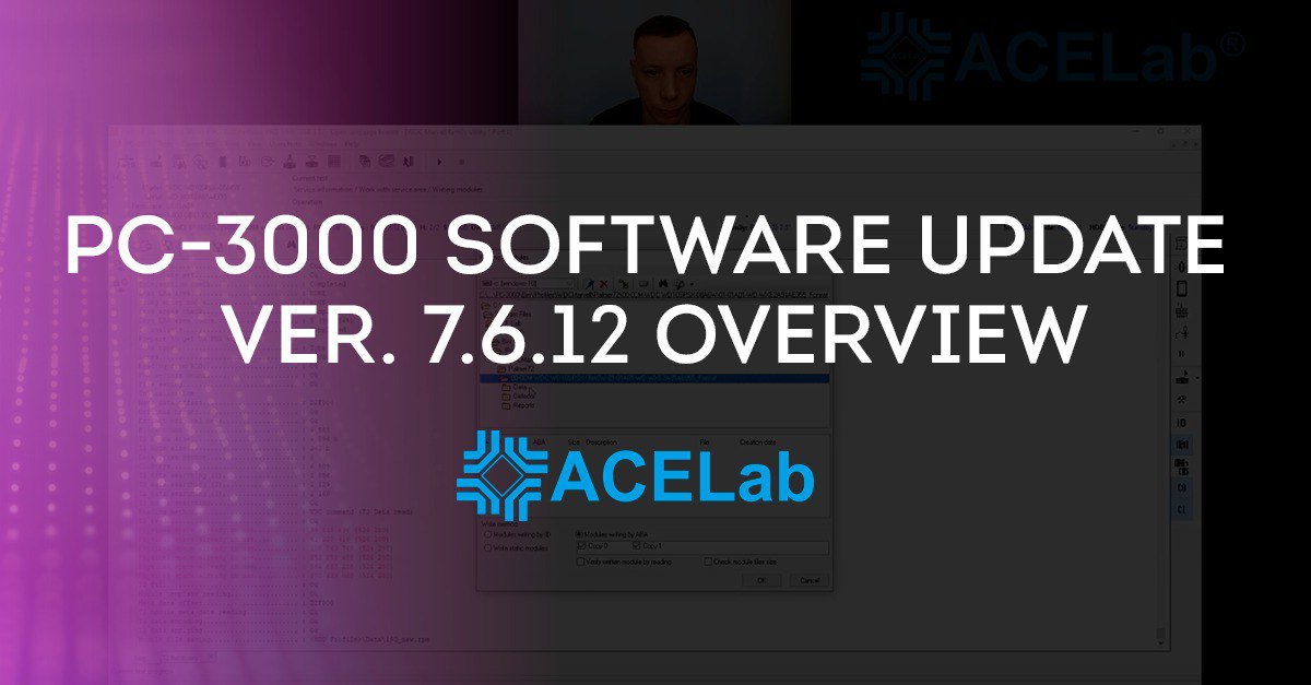 ACE Lab is pleased to announce that the new PC-3000 Express/UDMA/SAS/Portable software version 7.6.12 has been released!🤩

🔹PC-3000 7.6.12
🔹Data Extractor 6.6.9
🔹PC-3000 SSD 3.6.2

This new massive update brings a great number of superb features like the support for new families including Helium Seagate HDDs, new WD Arch 7 HPA utilities for HDDs with SATA and SAS interfaces, ability to use various versions of old Translator Tables for all supported SM drives to recover TRIM and Formatted SSDs, support for ADATA EU800, Kingston DataTraveler Max and Transcend ESD310, full support of Hybrid Intel Optane drives! And much, much more.

Check out the details and the new VIDEO in the full article on our website!🎥

https://www.acelab.eu.com/news/the-new-software-update-pc-3000-ver-7612-data-extractor-ver-669-pc-3000-ssd-ver-